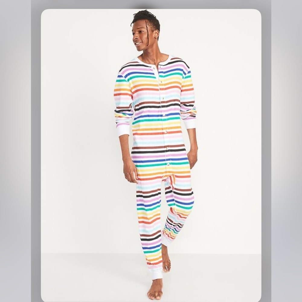 Matching rainbow Stripe One-Piece Pajamas